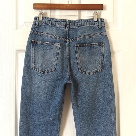 We The Free Dakota Distressed Medium Wash High Waisted Straight Leg Jeans 27 - Picture 5 of 15